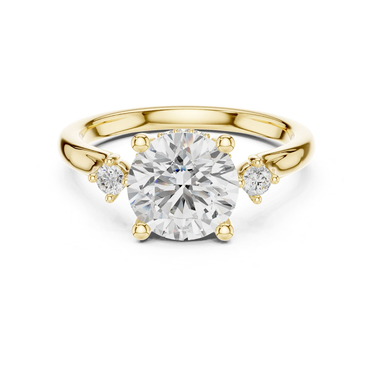 Round Three Stone Lab Grown Diamond Engagement Ring