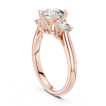 Round Three Stone Lab Grown Diamond Engagement Ring