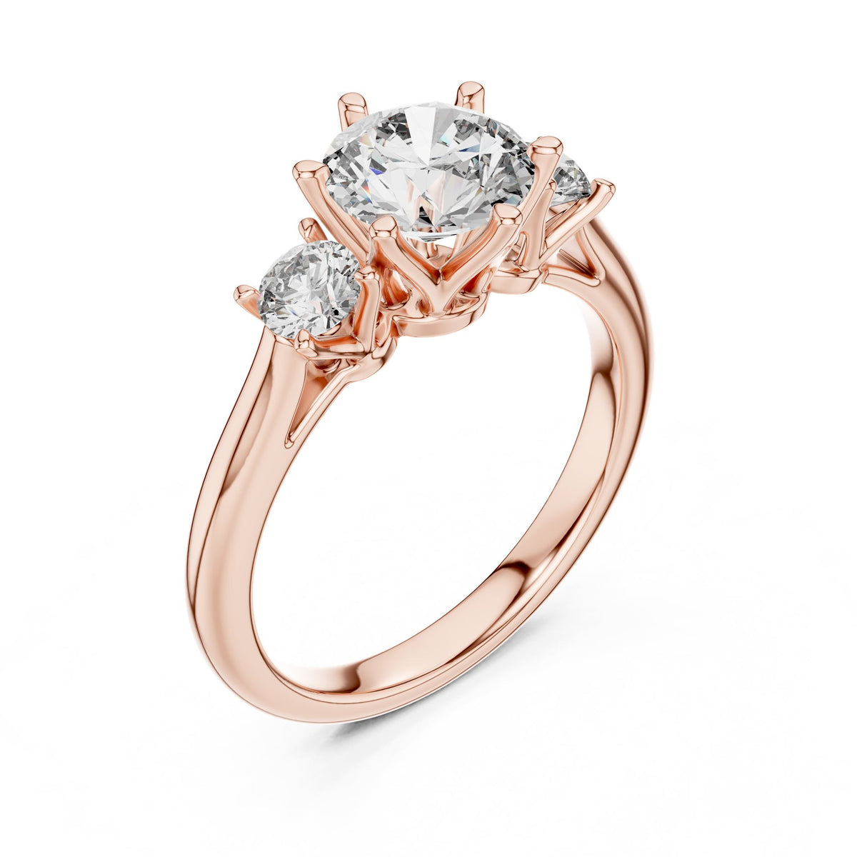 Round Three Stone Lab Grown Diamond Engagement Ring