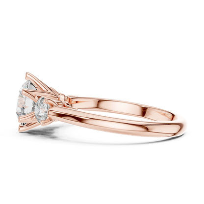 Round Three Stone Lab Grown Diamond Engagement Ring