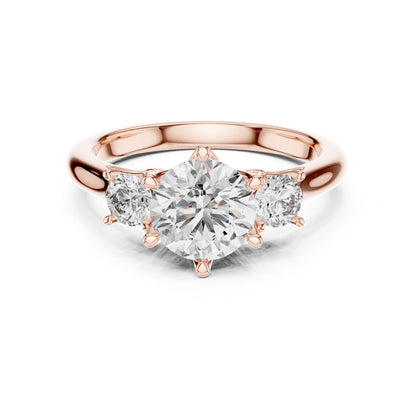 Round Three Stone Lab Grown Diamond Engagement Ring