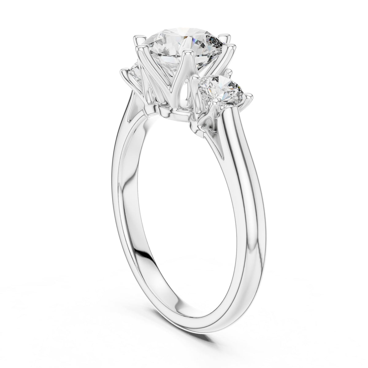 Round Three Stone Lab Grown Diamond Engagement Ring