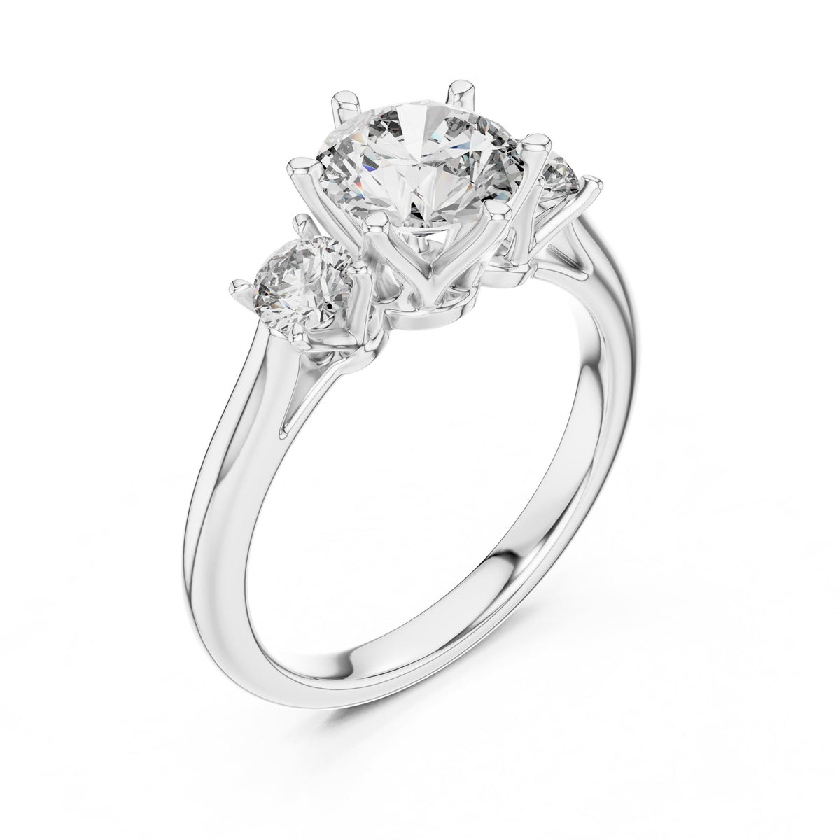 Round Three Stone Lab Grown Diamond Engagement Ring