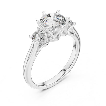 Round Three Stone Lab Grown Diamond Engagement Ring