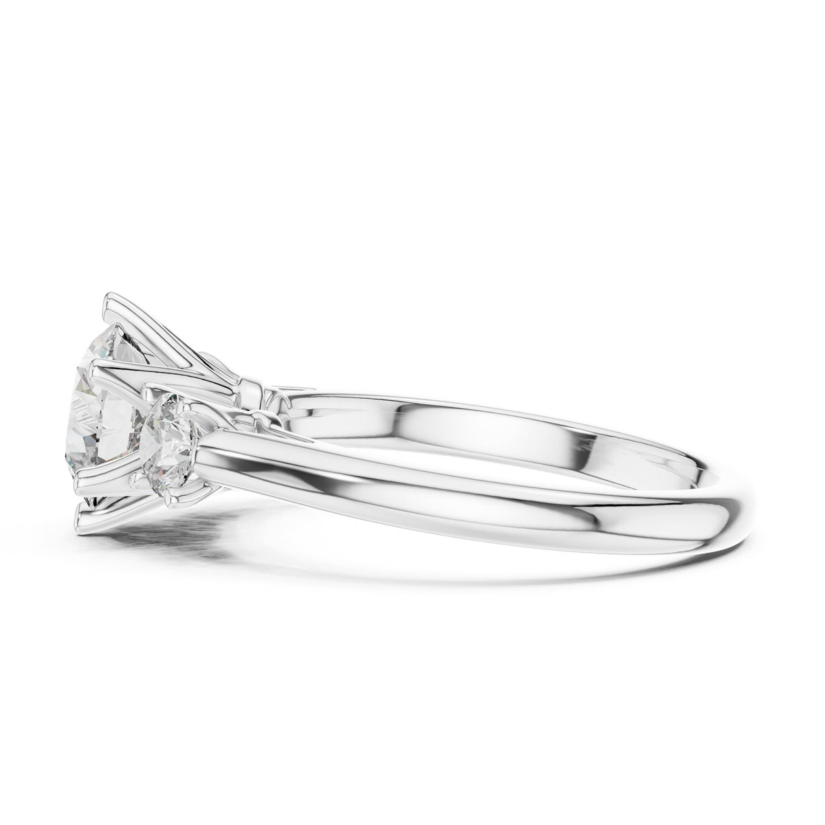 Round Three Stone Lab Grown Diamond Engagement Ring