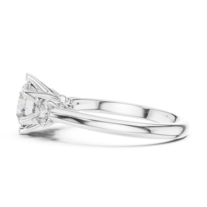 Round Three Stone Lab Grown Diamond Engagement Ring