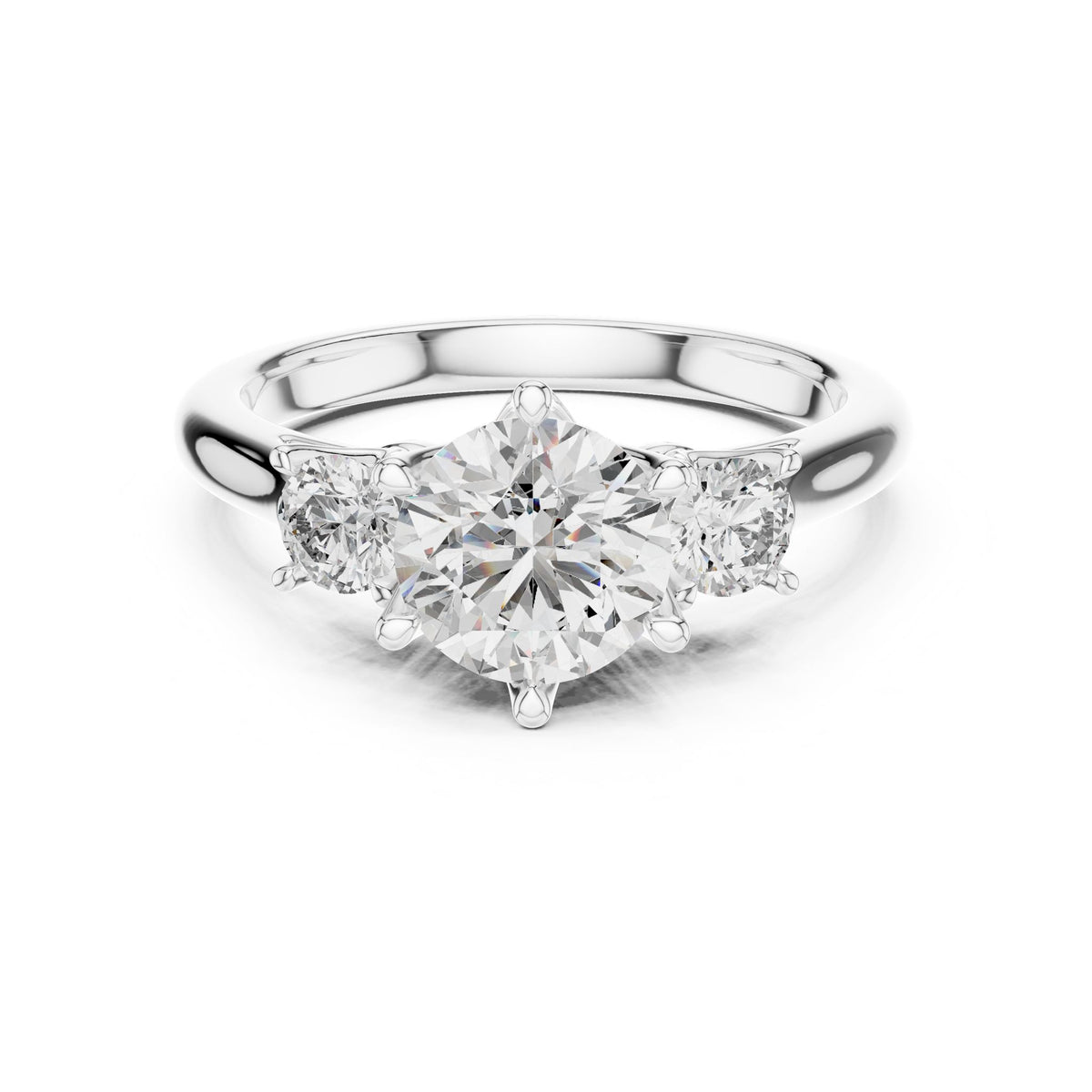 Round Three Stone Lab Grown Diamond Engagement Ring