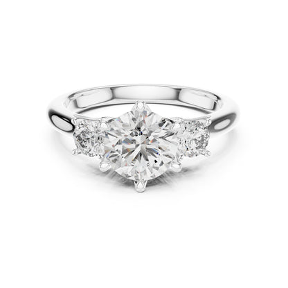 Round Three Stone Lab Grown Diamond Engagement Ring