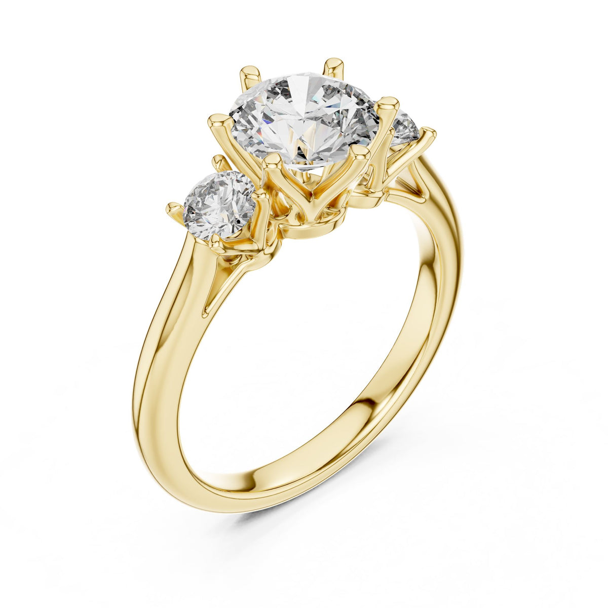 Round Three Stone Lab Grown Diamond Engagement Ring