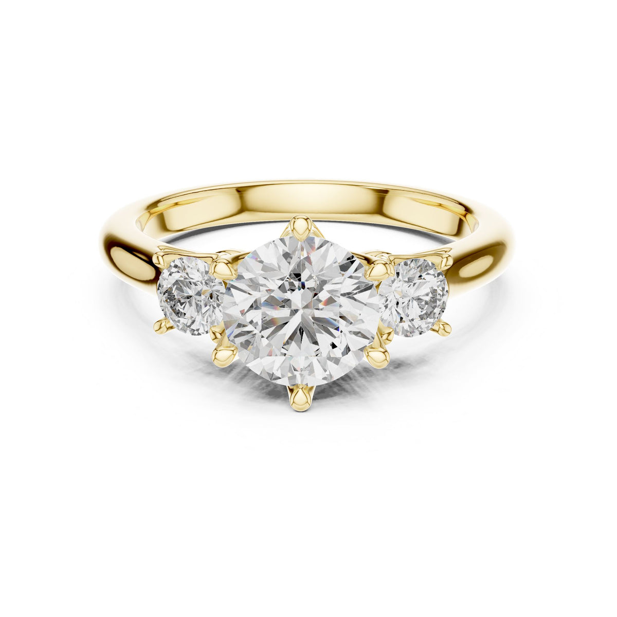 Round Three Stone Lab Grown Diamond Engagement Ring