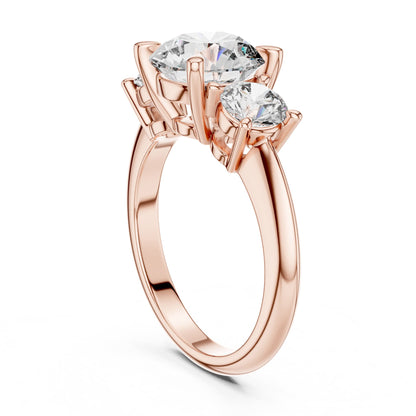 Round Three Stone Lab Grown Diamond Engagement Ring