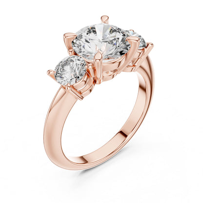 Round Three Stone Lab Grown Diamond Engagement Ring
