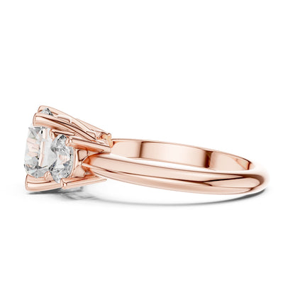 Round Three Stone Lab Grown Diamond Engagement Ring