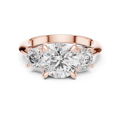 Round Three Stone Lab Grown Diamond Engagement Ring