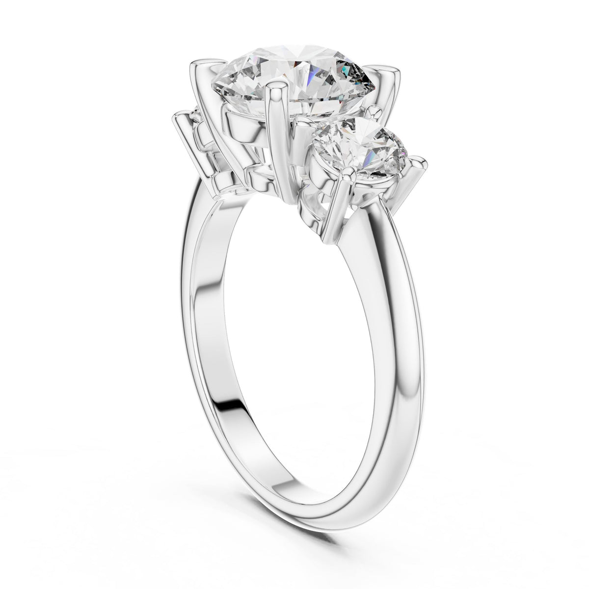 Round Three Stone Lab Grown Diamond Engagement Ring