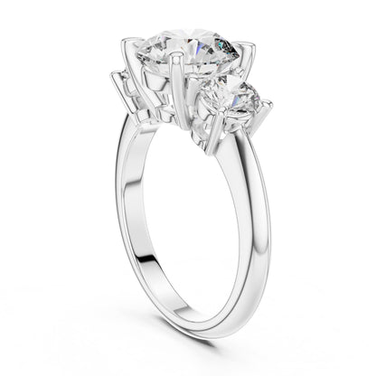 Round Three Stone Lab Grown Diamond Engagement Ring
