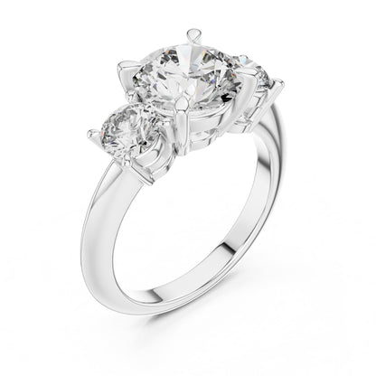 Round Three Stone Lab Grown Diamond Engagement Ring