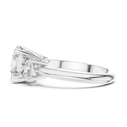 Round Three Stone Lab Grown Diamond Engagement Ring