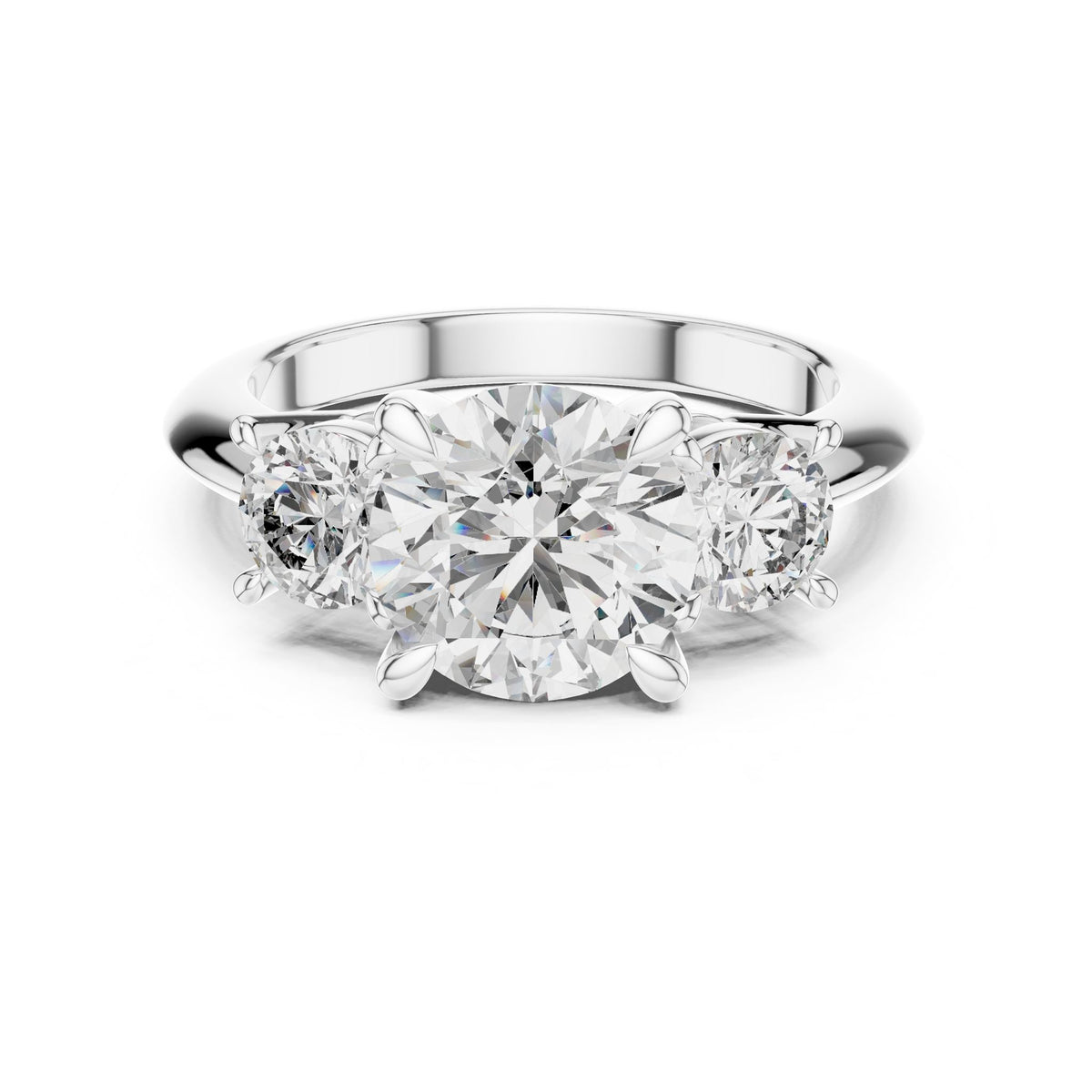 Round Three Stone Lab Grown Diamond Engagement Ring
