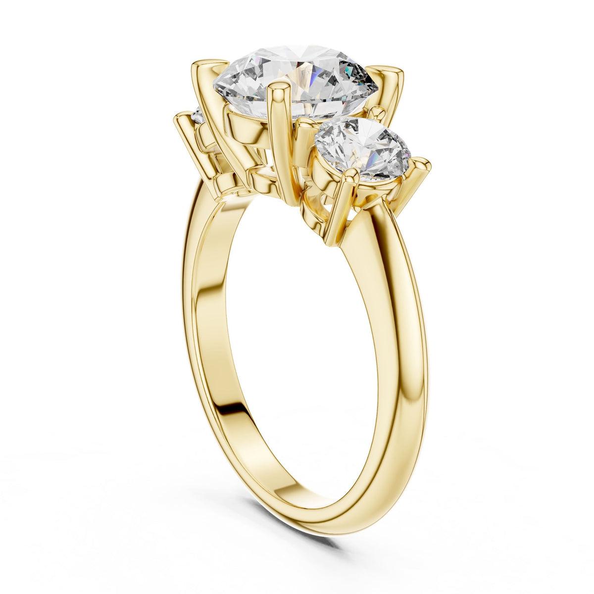 Round Three Stone Lab Grown Diamond Engagement Ring