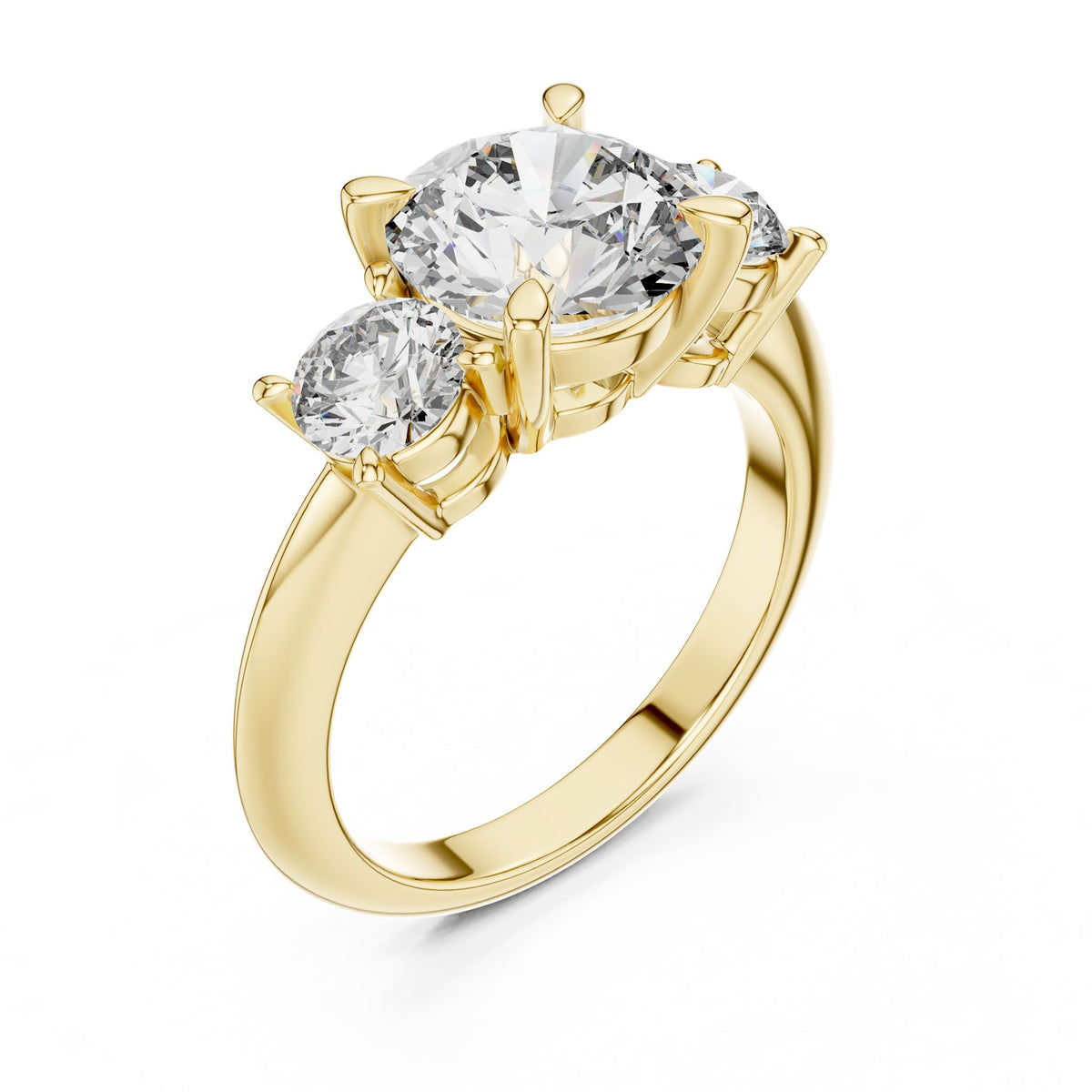 Round Three Stone Lab Grown Diamond Engagement Ring
