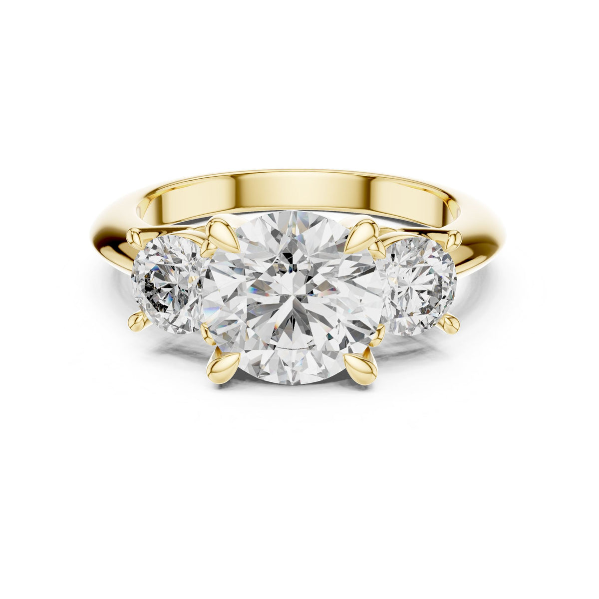 Round Three Stone Lab Grown Diamond Engagement Ring
