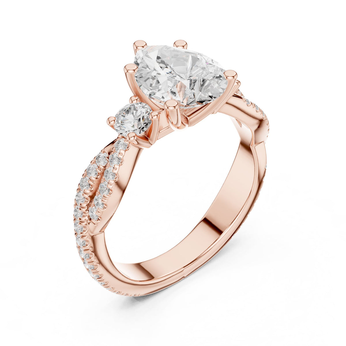 Round Three Stone Lab Grown Diamond Engagement Ring