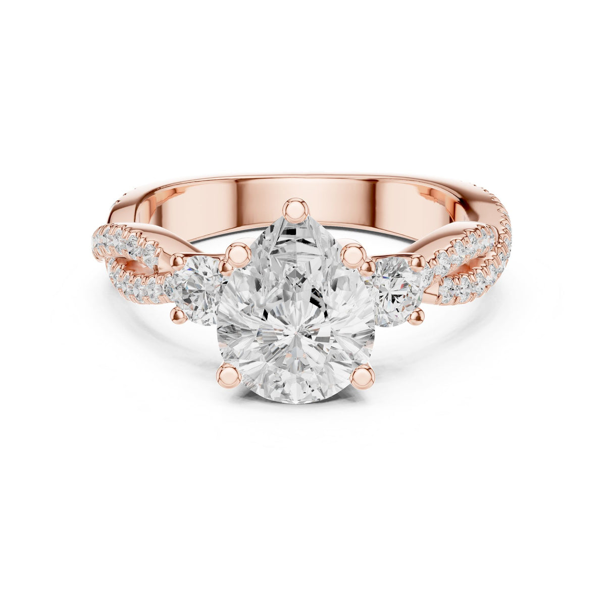 Round Three Stone Lab Grown Diamond Engagement Ring