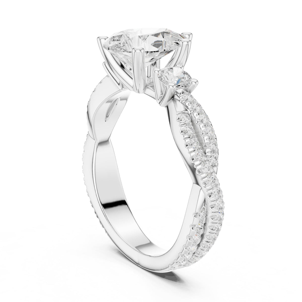 Round Three Stone Lab Grown Diamond Engagement Ring
