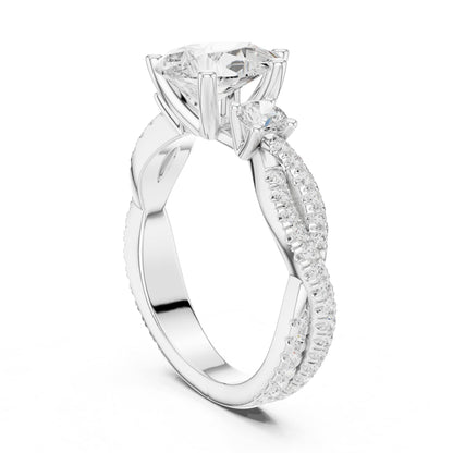 Round Three Stone Lab Grown Diamond Engagement Ring