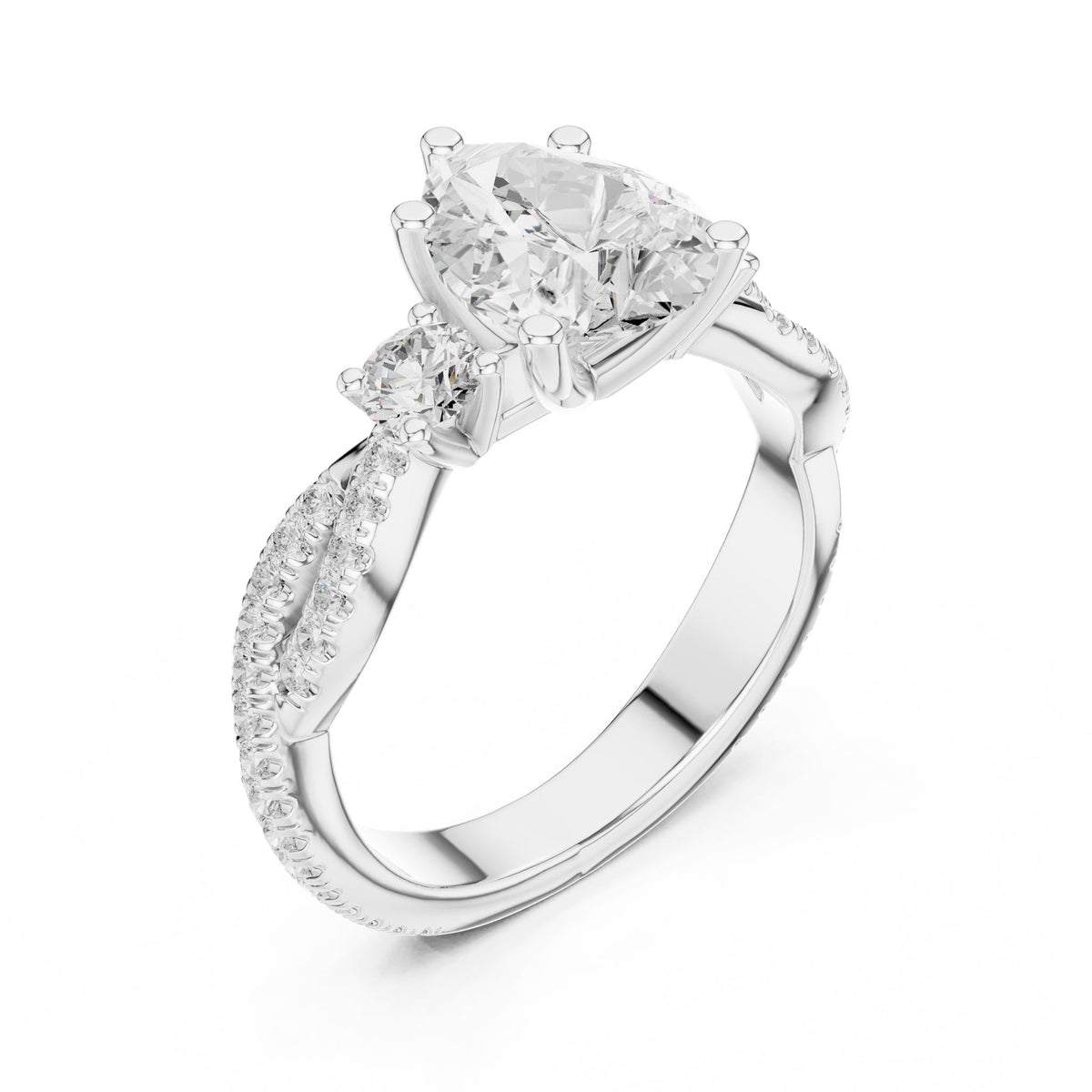Round Three Stone Lab Grown Diamond Engagement Ring