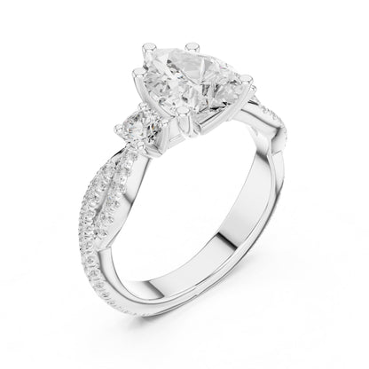 Round Three Stone Lab Grown Diamond Engagement Ring