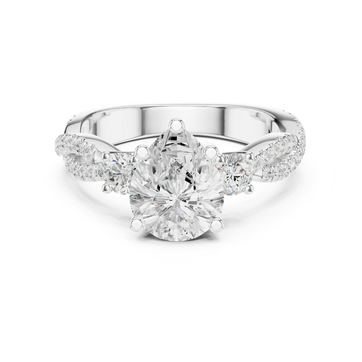 Round Three Stone Lab Grown Diamond Engagement Ring