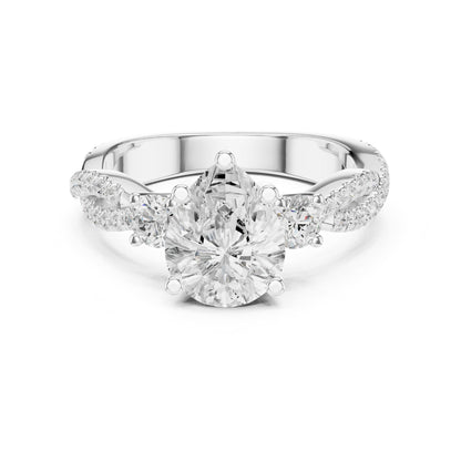 Round Three Stone Lab Grown Diamond Engagement Ring