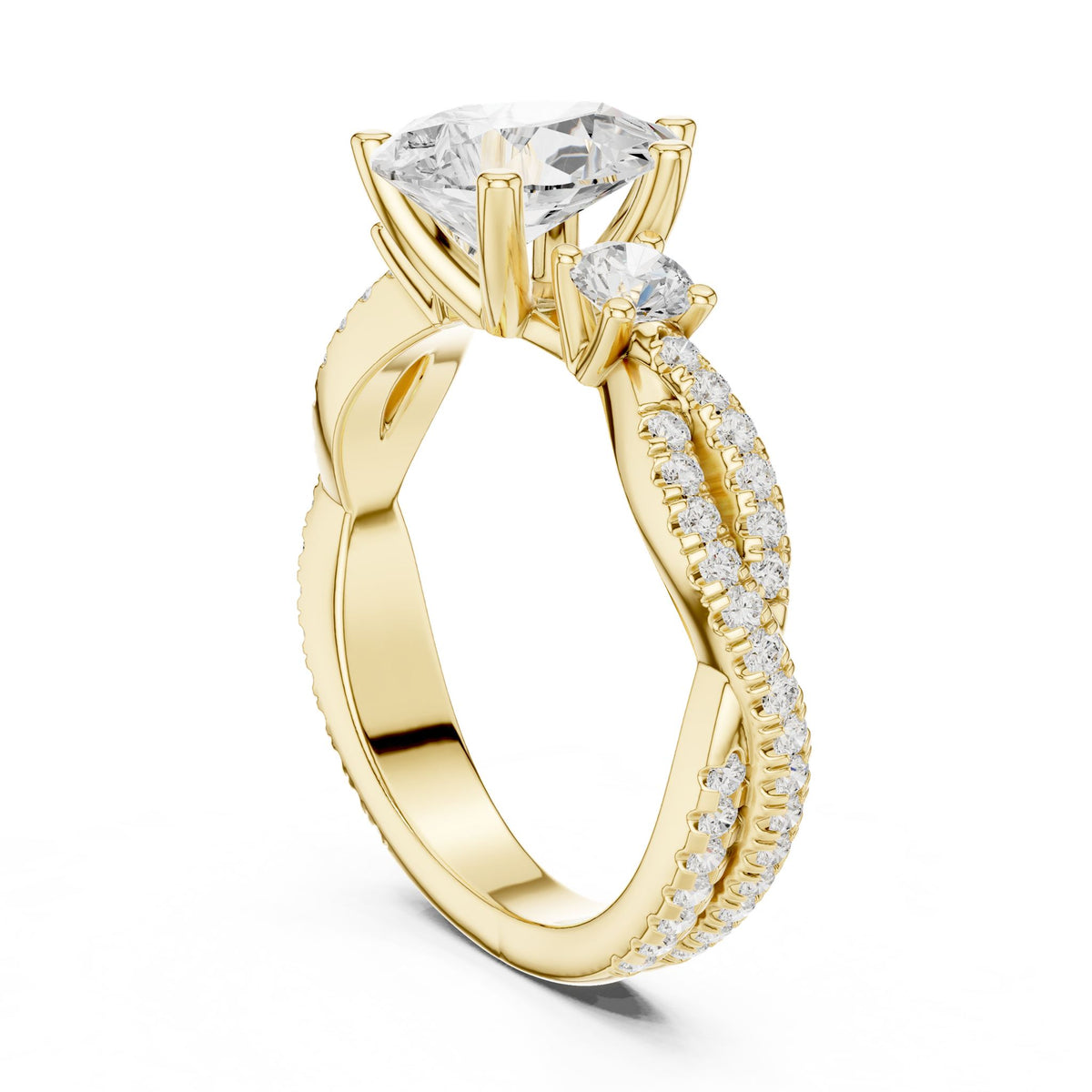 Round Three Stone Lab Grown Diamond Engagement Ring