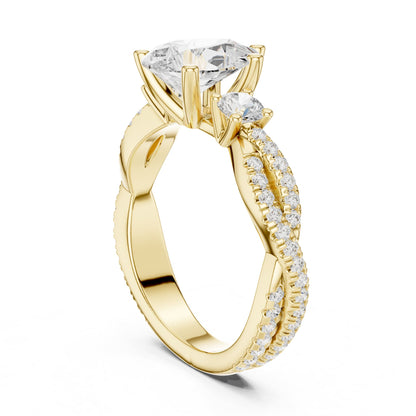 Round Three Stone Lab Grown Diamond Engagement Ring