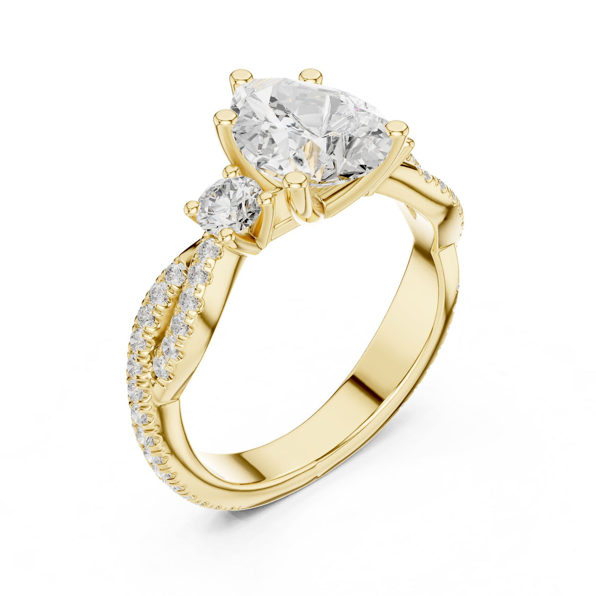 Round Three Stone Lab Grown Diamond Engagement Ring