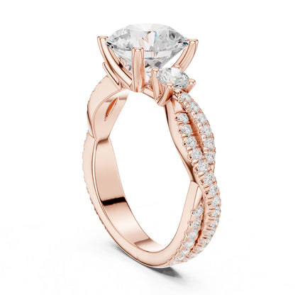 Round Three Stone Lab Grown Diamond Engagement Ring