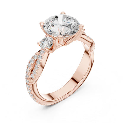 Round Three Stone Lab Grown Diamond Engagement Ring