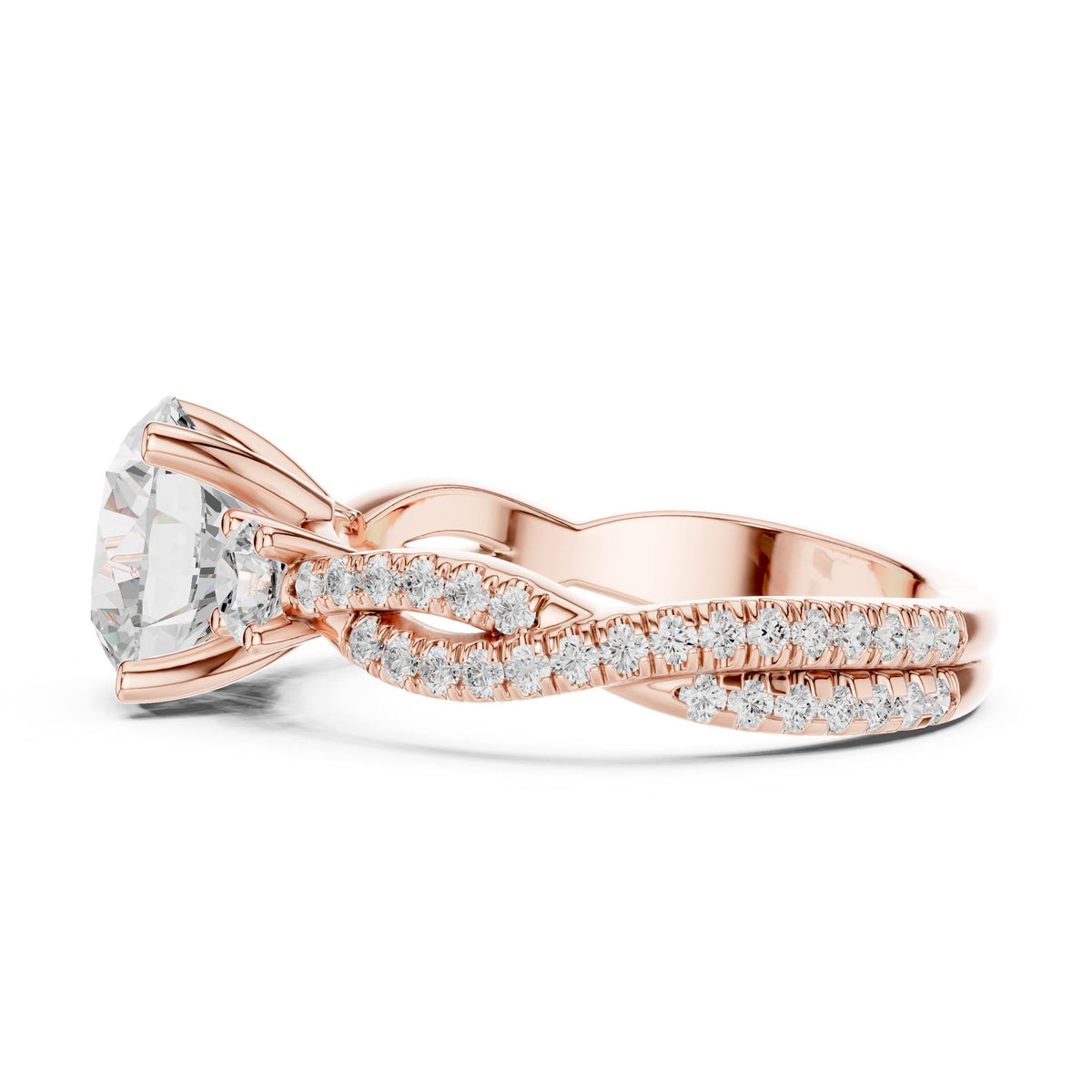 Round Three Stone Lab Grown Diamond Engagement Ring