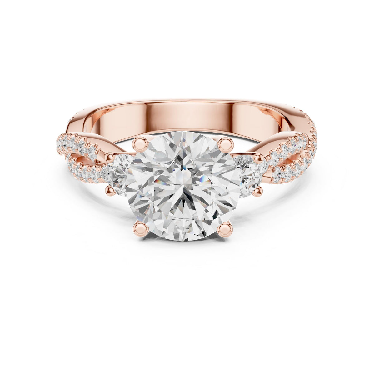 Round Three Stone Lab Grown Diamond Engagement Ring