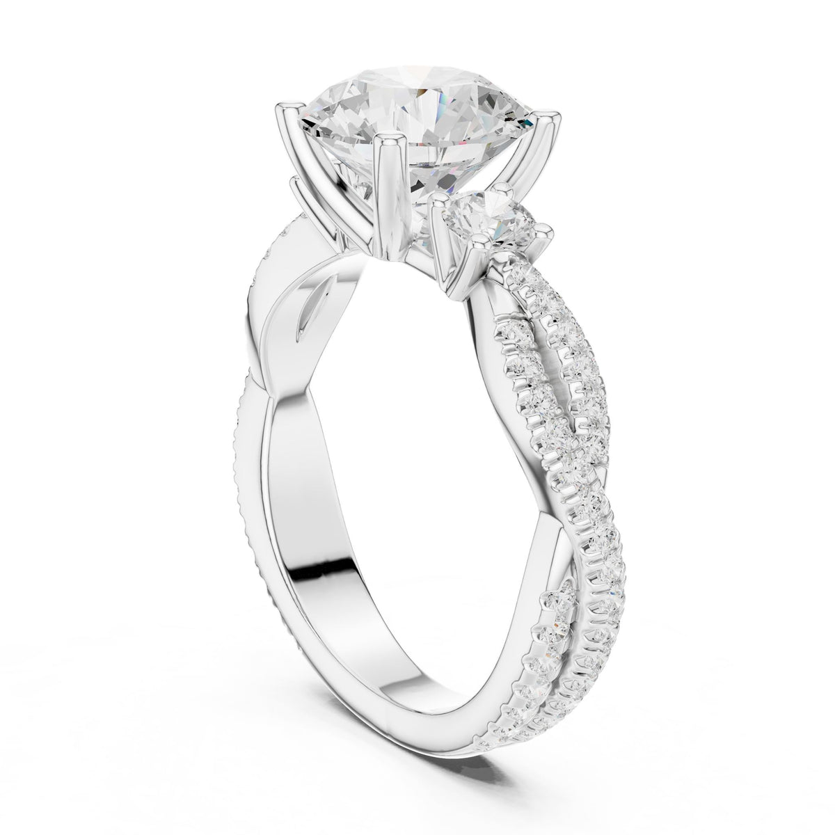 Round Three Stone Lab Grown Diamond Engagement Ring