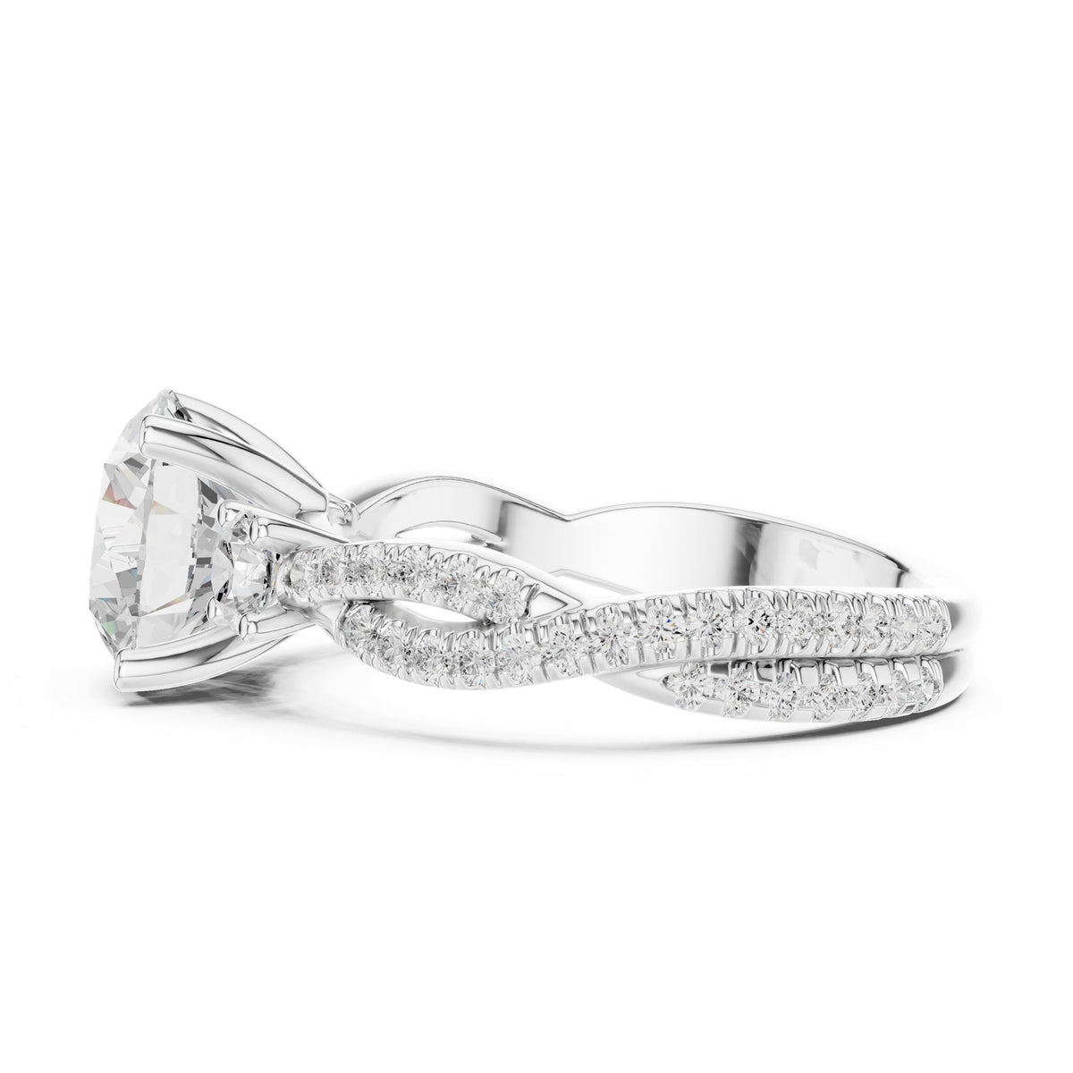Round Three Stone Lab Grown Diamond Engagement Ring