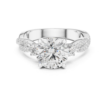 Round Three Stone Lab Grown Diamond Engagement Ring