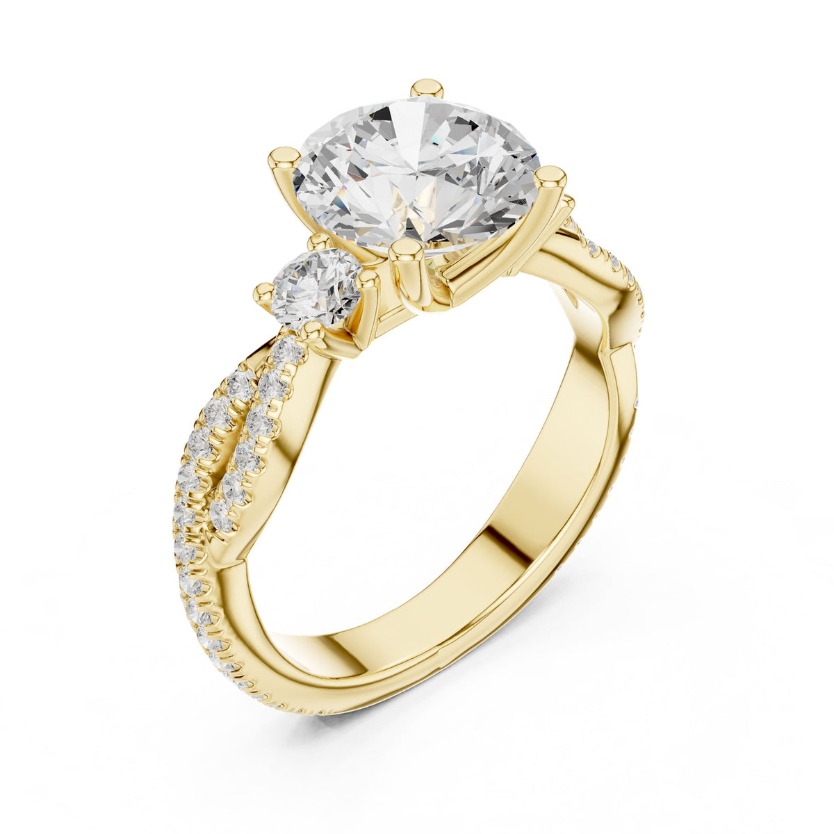 Round Three Stone Lab Grown Diamond Engagement Ring