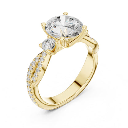 Round Three Stone Lab Grown Diamond Engagement Ring