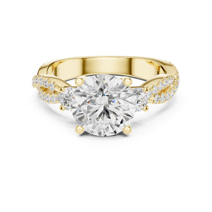 Round Three Stone Lab Grown Diamond Engagement Ring