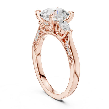 Round Three Stone Lab Grown Diamond Engagement Ring