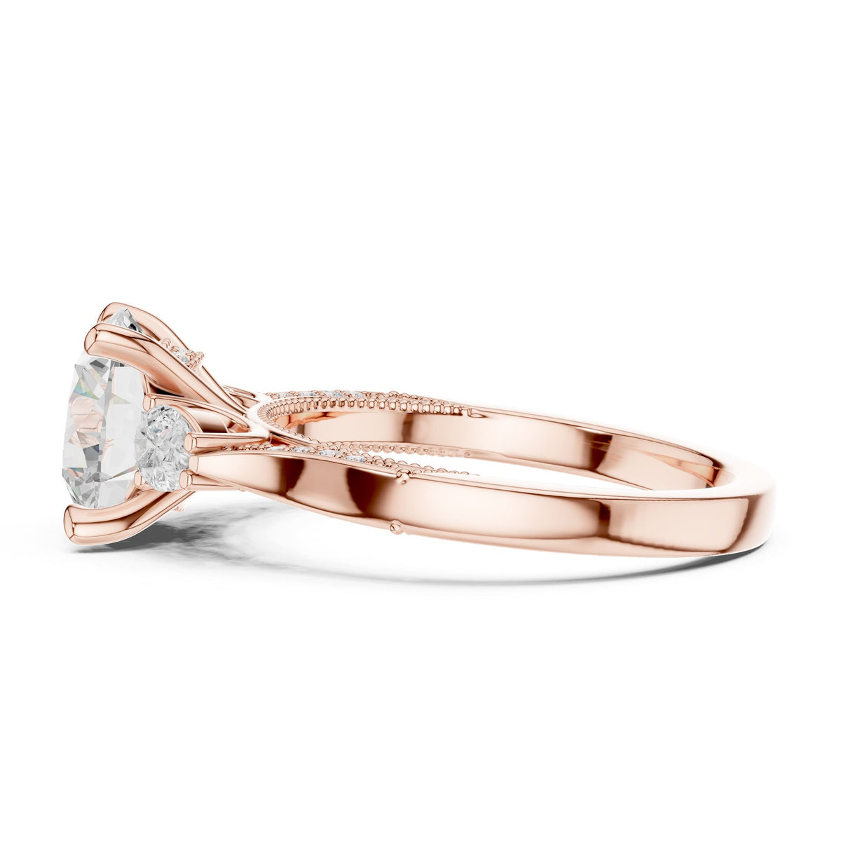 Round Three Stone Lab Grown Diamond Engagement Ring