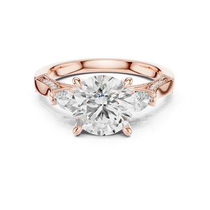 Round Three Stone Lab Grown Diamond Engagement Ring